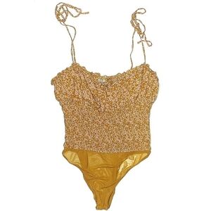 Free People Intimately Floral Mustard Yellow Bodysuit